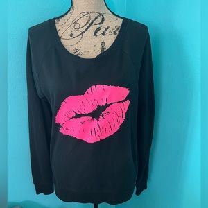 Victoria’s Secret Pullover Sweatshirt with Oversized Neon Pink Lips Design